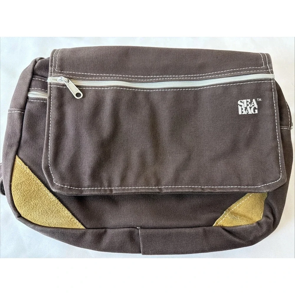 Sea Bag Canvas Messenger Laptop Bag Brown Tan Crossbody Satchel Travel Work Tote